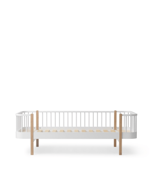 Oliver Furniture - Lit Banquette Junior Wood Original 90x160 - Blanc / Chêne