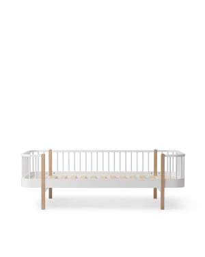 Oliver Furniture - Lit Banquette Junior Wood Original 90x160 - Blanc / Chêne