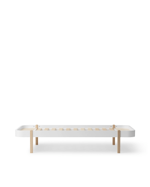 Oliver Furniture - Wood Lounger Bed 90x200cm - White / Oak