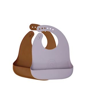 Lille Vilde - Bavoirs Bébé - Set de 2 - Lila et Cacao