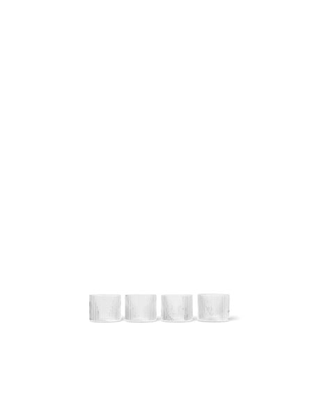 FERM LIVING - Verres Bas Ripple - Clair - Pack de 4