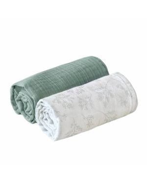CHARLIE CRANE - Set of 2 DOLI swaddles - Pearl Blossom / Lichen