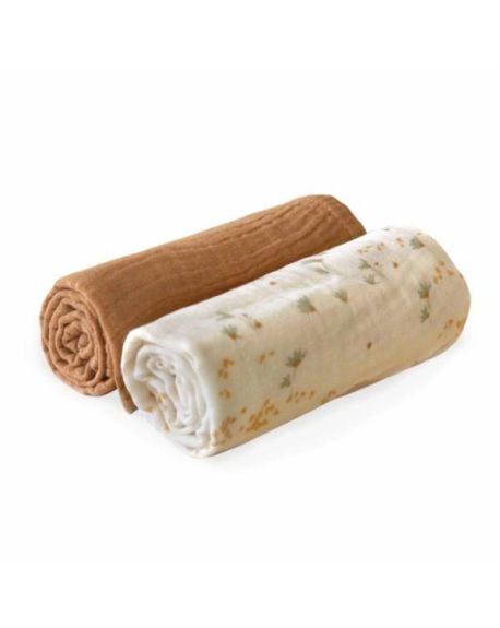 CHARLIE CRANE - Lot de 2 Langes Doli - Pia / Camel