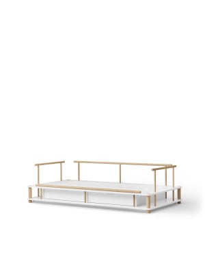Oliver Furniture - Lit Banquette Camp, Blanc/Chêne
