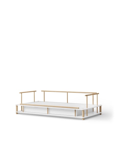 Oliver Furniture - Lit Banquette Camp, Blanc/Chêne