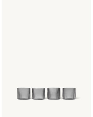 FERM LIVING - Ripple Low Glasses - Set of 4 - Smoked Grey