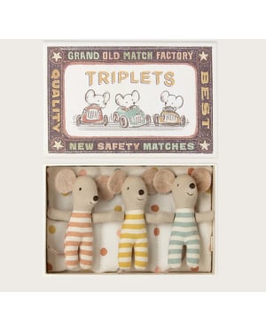 MAILEG - Triplets, Baby mice in matchbox