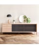 Harto - Gabin 162cm sideboard with drawers, natural oak, matt slate grey metal