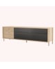 Harto - Buffet Gabin 162cm avec tiroirs, chêne naturel, métal gris ardoise mat