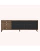 Harto - Buffet Gabin 162cm avec tiroirs, noyer, métal gris ardoise mat