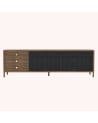 Harto - Buffet Gabin 162cm avec tiroirs, noyer, métal gris ardoise mat