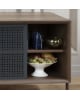 Harto - Buffet Gabin 162cm avec tiroirs, noyer, métal gris ardoise mat