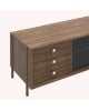 Harto - Buffet Gabin 162cm avec tiroirs, noyer, métal gris ardoise mat