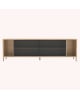 Harto - Buffet Gabin 162cm sans tiroirs, chêne naturel, métal gris ardoise mat