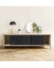 Harto - Buffet Gabin 162cm sans tiroirs, chêne naturel, métal gris ardoise mat