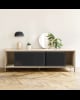 Harto - Gabin 162cm sideboard without drawers, natural oak, matt slate grey metal