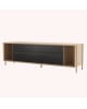 Harto - Buffet Gabin 162cm sans tiroirs, chêne naturel, métal gris ardoise mat