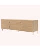 Harto - Gabin 162cm sideboard without drawers, natural oak, matt slate grey metal