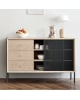 Harto - Gabin high sideboard, natural oak, matt slate gray metal