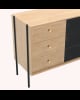 Harto - Gabin high sideboard, natural oak, matt slate gray metal