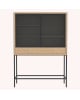 Harto - Cabinet Gabin, chêne naturel, métal gris ardoise mat