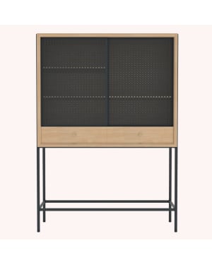 Harto - Cabinet Gabin, chêne naturel, métal gris ardoise mat
