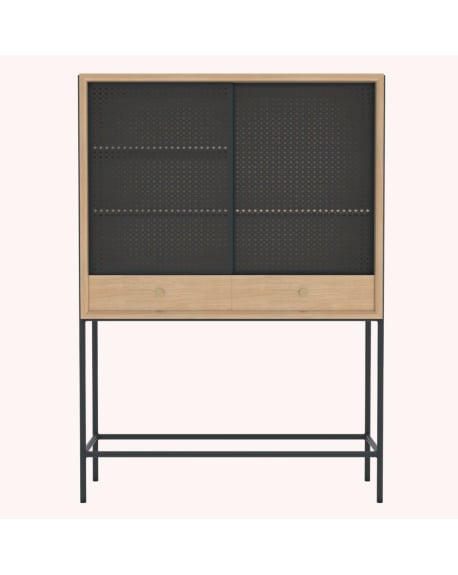 Harto - Cabinet Gabin, chêne naturel, métal gris ardoise mat
