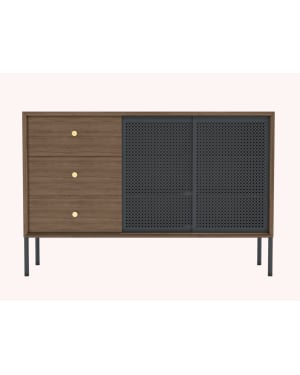 Harto - Buffet haut Gabin, noyer, métal gris ardoise mat