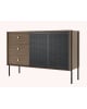 Harto - Buffet haut Gabin, noyer, métal gris ardoise mat