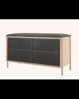 Harto - Banc Gabin, chêne naturel, métal gris ardoise mat