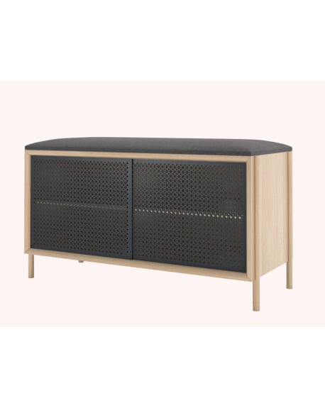 Harto - Banc Gabin, chêne naturel, métal gris ardoise mat