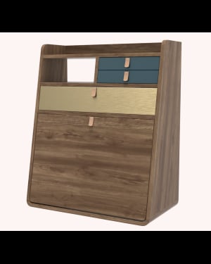 Harto - Gaston wall secretary - Walnut - 80 cm - different colors available for drawer