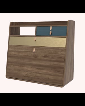 Harto - Gaston wall secretary - Walnut - 80 cm - different colors available for drawer