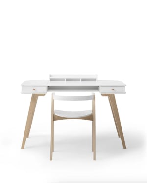 Oliver Furniture - Bureau évolutif Wood 72,6 cm et Chaise Wood - Blanc/Chêne