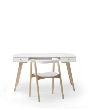 Oliver Furniture - Bureau évolutif Wood 66 cm et Chaise Wood - Blanc/Chêne
