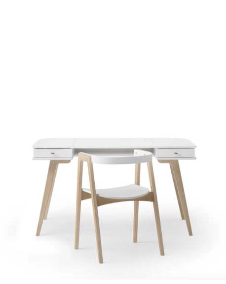Oliver Furniture - Bureau évolutif Wood 66 cm et Chaise Wood - Blanc/Chêne