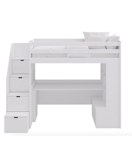 ASORAL/MUBA - XL Loft Bed with Desk, Bookshelf and Storage Stairs "all in one 2"