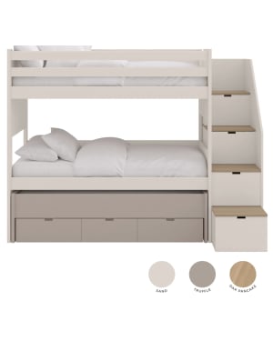 ASORAL-MUBA - XL Bunk Bed with Mobile Trundle and Storage Steps