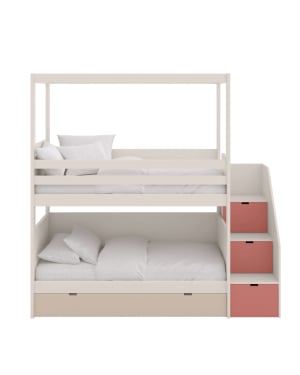 ASORAL-MUBA - Bunk Bed with Canopy, Storage Ladder and Extra Pull-Out Bed