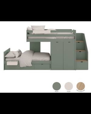 ASORAL-MUBA - Train Bunk Bed with Storage Steps