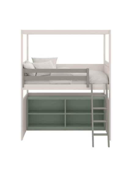 ASORAL-MUBA - Loft Canopy Bunk Bed with Bookcase and Storage Ladder