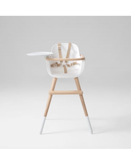 Micuna - Ovo Original One Luxe Blanc/Naturel Sangles Similicuir Beige