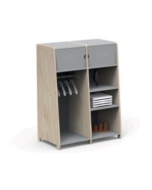 MATHY BY BOLS - Asymetry Penderie Double avec Tablettes - 90 x 49 × 120 cm