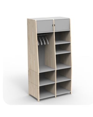 MATHY BY BOLS - Asymetry Double Wardrobe and 2 Vertical Kits - 90x 49 x 180 cm