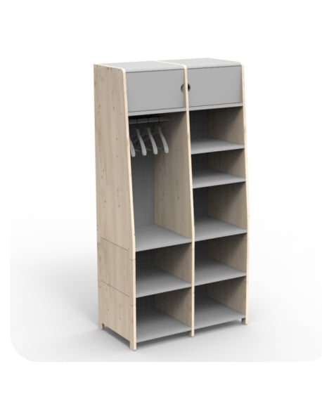 MATHY BY BOLS - Asymetry Penderie Double et 2 Kits Rehausses - 90x 49 x 180 cm