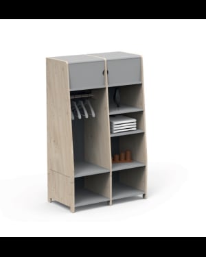 MATHY BY BOLS - Asymetry Double Wardrobe and 1 Vertical Kit - 90 x 49 x 150 cm