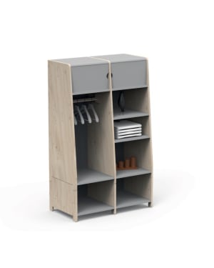 MATHY BY BOLS - Asymetry Penderie Double et 1Kit Rehausses - 90 x 49 x 150 cm