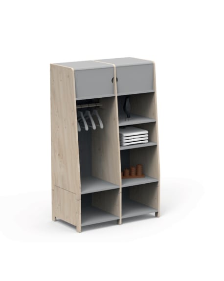 MATHY BY BOLS - Asymetry Double Wardrobe and 1 Vertical Kit - 90 x 49 x 150 cm