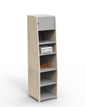 MATHY BY BOLS - Asymetry Penderie avec 2 Kits Rehausses et Tablettes - 46 x 49 x 180 cm