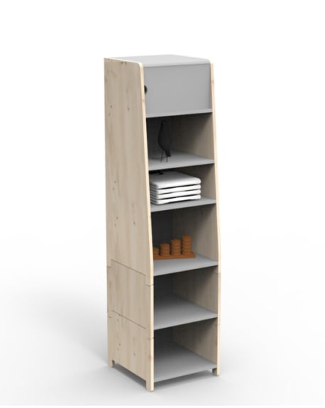 MATHY BY BOLS - Asymetry Wardrobe with 2 Vertical Kits and Shelf - 46 x 49 x 180 cm